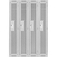 Clean Line Lockers, Bank of 4, 48" x 12" x 72", Steel, Grey, Rivet (Assembled), Perforated Equipex