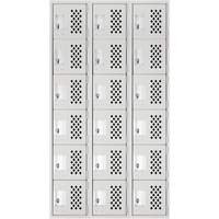 Clean Line Lockerettes, 6 -tier, Bank of 3, 18" x 72" x 12", Steel Equipex