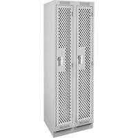 Casiers Clean Line, Bloc de 2, 24" x 15" x 76", Acier, Gris, Rivet (assembl&eacute;), Perfor&eacute; Equipex