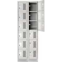 Clean-Line Perforated Lockerette, 6 -tier, Bank of 2, 12" x 72" x 12", Steel Equipex