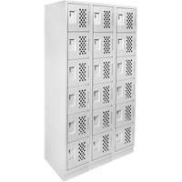 Clean-Line Perforated Lockerette, 6 -tier, Bank of 3, 12" x 72" x 12", Steel Equipex