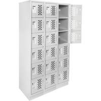 Clean-Line Perforated Lockerette, 6 -tier, Bank of 3, 12" x 72" x 12", Steel Equipex