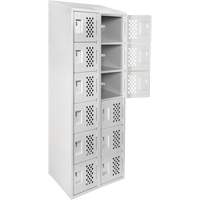 Clean-Line Perforated Lockerette, 6 -tier, Bank of 2, 12" x 72" x 12", Steel Equipex