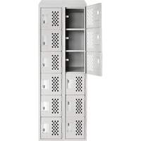 Clean-Line Perforated Lockerette, 6 -tier, Bank of 2, 12" x 72" x 12", Steel Equipex