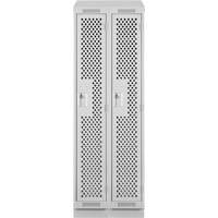 Clean Line Lockers, Bank of 2, 24" x 12" x 82", Steel, Grey, Rivet (Assembled), Perforated Equipex