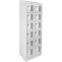 Assembled Lockerettes Clean Line Perforated Economy Lockers, 6 -tier, Bank of 2, 18" x 72" x 12", Steel Equipex