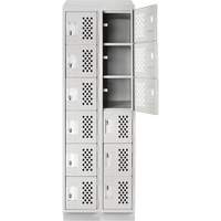 Assembled Lockerettes Clean Line Perforated Economy Lockers, 6 -tier, Bank of 2, 18" x 72" x 12", Steel Equipex