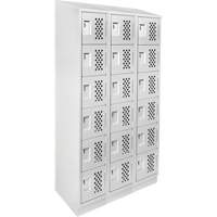 Assembled Lockerettes Clean Line Perforated Economy Lockers, 6 -tier, Bank of 3, 18" x 72" x 12", Steel Equipex