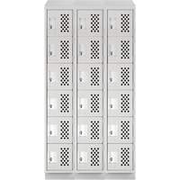 Assembled Lockerettes Clean Line Perforated Economy Lockers, 6 -tier, Bank of 3, 18" x 72" x 12", Steel Equipex