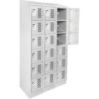 Assembled Lockerettes Clean Line Perforated Economy Lockers, 6 -tier, Bank of 3, 18" x 72" x 12", Steel Equipex