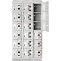 Assembled Lockerettes Clean Line Perforated Economy Lockers, 6 -tier, Bank of 3, 18" x 72" x 12", Steel Equipex