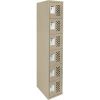 Assembled Lockerettes Clean Line Perforated Economy Lockers, 6 -tier, 18" x 72" x 12", Steel Equipex