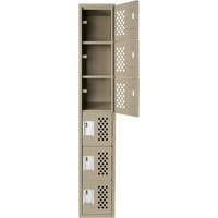 Assembled Lockerettes Clean Line Perforated Economy Lockers, 6 -tier, 18" x 72" x 12", Steel Equipex