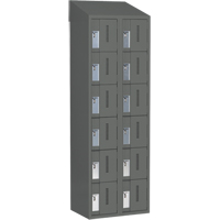 Concorde Heavy-Duty Lockers, 6 -tier, Bank of 2, 24" x 18" x 78", Steel, Charcoal, Welded (Assembled) Equipex