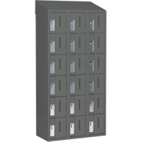 Concorde Heavy-Duty Lockers, 6 -tier, Bank of 3, 36" x 18" x 78", Steel, Charcoal, Welded (Assembled) Equipex