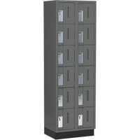 Concorde Heavy-Duty Lockers, 6 -tier, Bank of 2, 24" x 18" x 76", Steel, Charcoal, Welded (Assembled) Equipex