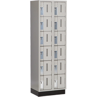 Concorde Heavy-Duty Lockers, 6 -tier, Bank of 2, 24" x 18" x 76", Steel, Grey, Welded (Assembled) Equipex
