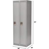 Lockers, Bank of 2, 24" x 18" x 72", Steel, Grey, Knocked Down Equipex