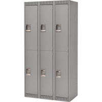 Casiers, 2 niveaux, Bloc de 3, 36" x 18" x 72", Acier, Gris, D&eacute;mont&eacute; Equipex