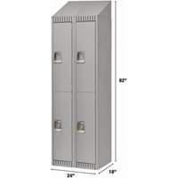 Casiers, 2 niveaux, Bloc de 2, 24" x 18" x 82", Acier, Gris, D&eacute;mont&eacute; Equipex