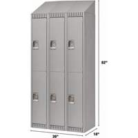 Casiers, 2 niveaux, Bloc de 3, 36" x 18" x 82", Acier, Gris, D&eacute;mont&eacute; Equipex