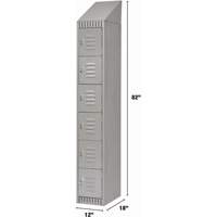Lockers, 6 -tier, 12" x 18" x 82", Steel, Grey, Knocked Down Equipex