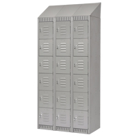 Lockers, 6 -tier, Bank of 3, 36" x 18" x 82", Steel, Grey, Knocked Down Equipex