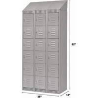 Lockers, 6 -tier, Bank of 3, 36" x 18" x 82", Steel, Grey, Knocked Down Equipex