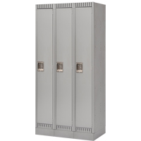 Lockers, Bank of 3, 36" x 18" x 76", Steel, Grey, Knocked Down Equipex