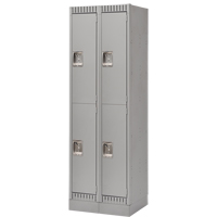 Assembled Lockers, 2 -tier, Bank of 2, 24" x 18" x 72", Steel, Grey, Rivet (Assembled) Equipex