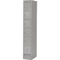 Lockers, 6 -tier, 12" x 18" x 76", Steel, Grey, Knocked Down Equipex