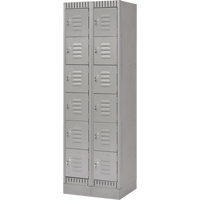 Lockers, 6 -tier, Bank of 2, 24" x 18" x 76", Steel, Grey, Knocked Down Equipex