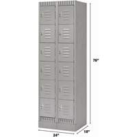 Lockers, 6 -tier, Bank of 2, 24" x 18" x 76", Steel, Grey, Knocked Down Equipex