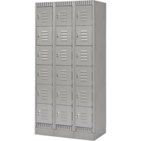 Lockers, 6 -tier, Bank of 3, 36" x 18" x 76", Steel, Grey, Knocked Down Equipex