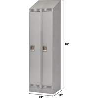Lockers, Bank of 2, 24" x 18" x 86", Steel, Grey, Knocked Down Equipex