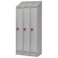 Lockers, Bank of 3, 36" x 18" x 86", Steel, Grey, Knocked Down Equipex