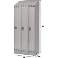 Lockers, Bank of 3, 36" x 18" x 86", Steel, Grey, Knocked Down Equipex