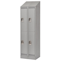 Lockers, 2 -tier, Bank of 2, 24" x 18" x 86", Steel, Grey, Knocked Down Equipex