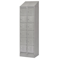 Lockers, 6 -tier, Bank of 2, 24" x 18" x 86", Steel, Grey, Knocked Down Equipex