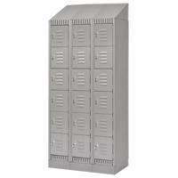 Lockers, 6 -tier, Bank of 3, 36" x 18" x 86", Steel, Grey, Knocked Down Equipex