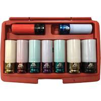 Jeu de douilles &agrave; chocs principales &agrave; paroi mince, 9 Morceaux, Prise de 1/2" Equipex