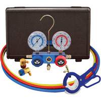 Automotive R134A 2-Way Manifold Gauge Set with 3-In-1 Side Mount Can Tap Valve Equipex