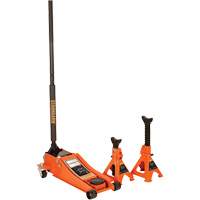 Cric de service &agrave; profil bas avec chandelles de s&eacute;curit&eacute;, 3 tonne(s) Capacit&eacute;, 2-19/20" Abaiss&eacute;e, 19-9/10" &eacute;lev&eacute;e, Hydraulique &agrave; main Equipex