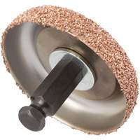 Roue de tamponnage et d'abrasion en carbure de tungst&egrave;ne avec adaptateur hexagonal pour tampon de pneu &agrave; basse vitesse, Diam&egrave;tre 2-3/5", 4,5" lo, 4" la, Hauteur 1,1" Equipex