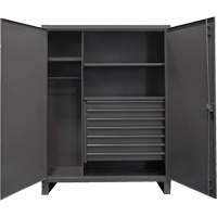 Extra Heavy-Duty Wardrobe Cabinet, Steel, 48" W x 24" D x 78" H, Grey Equipex