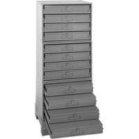 Modular Compartment Drawer Box Rack, Steel, 12 Drawers, 20-3/8" x 16" x 60-1/8", Grey Equipex