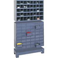 Modular Small Parts Storage Unit, Steel, 48 Drawers, 33-3/4" x 12-1/4" x 58-3/8", Grey Equipex