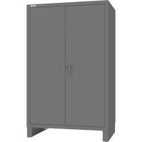 Cabinet with Recessed Pegboard Doors, Steel, 4 Shelves, 78" H x 48" W x 30" D, Grey Equipex