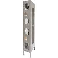 Vented Lockers, 2 -tier, 12" x 18" x 78", Steel, Grey, Knocked Down, Perforated Equipex
