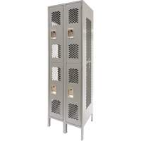 Casiers ventil&eacute;s, 2 niveaux, Bloc de 2, 24" x 18" x 78", Acier, Gris, D&eacute;mont&eacute;, Perfor&eacute; Equipex
